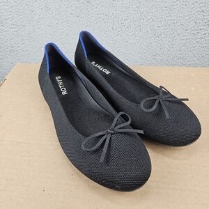 Rothy’s The Ballet Flat Black Slip On Bow Comfort Shoe Womens Size 9